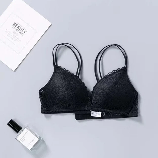 Womens Push Up Bra Sexy Triangle Brassiere Wire Free Lace Bra