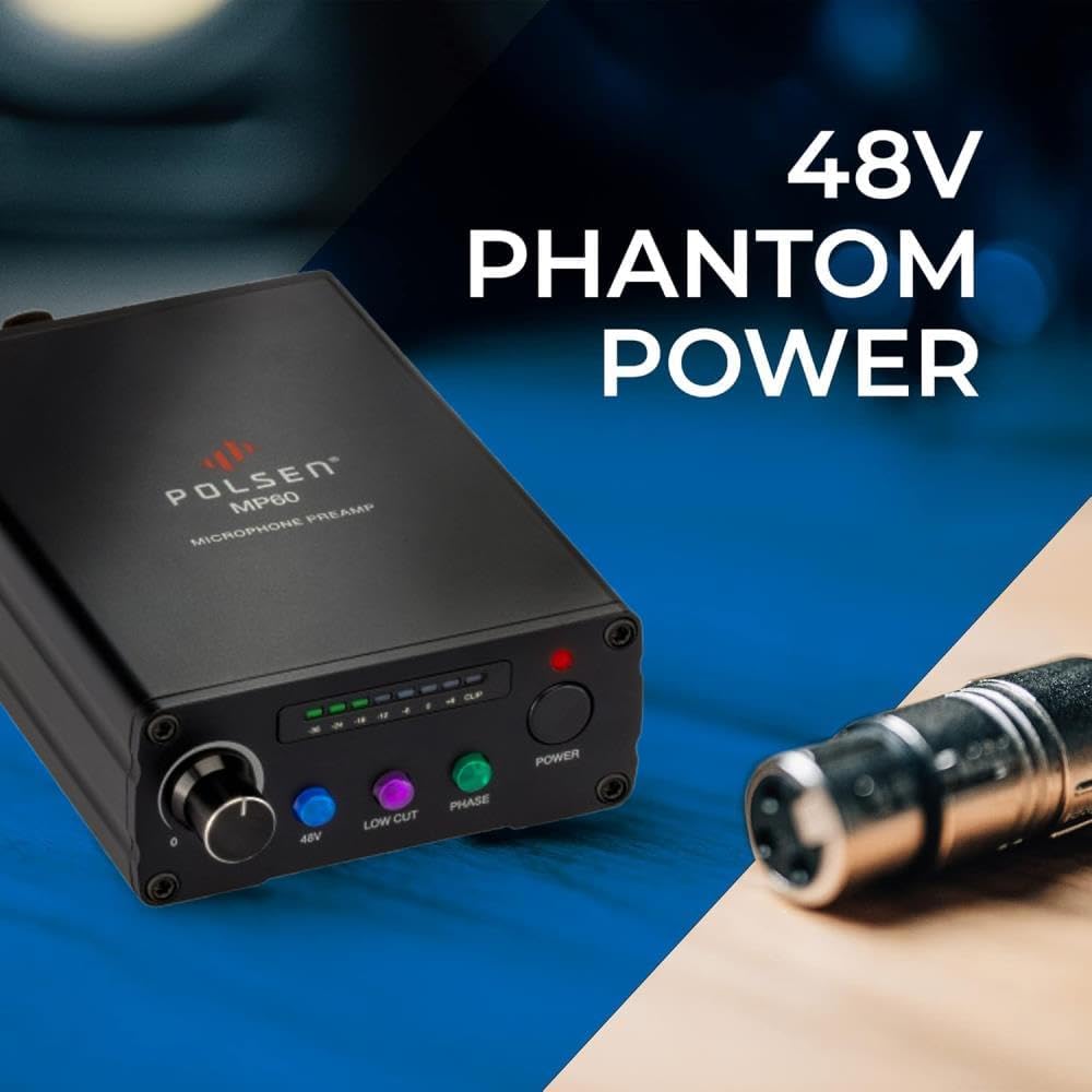 Microphone Preamp – Compatible with Shure, Dynamic Mics, Pre Amp for Microphones, and XLR Preamp for Studio and Podcasting