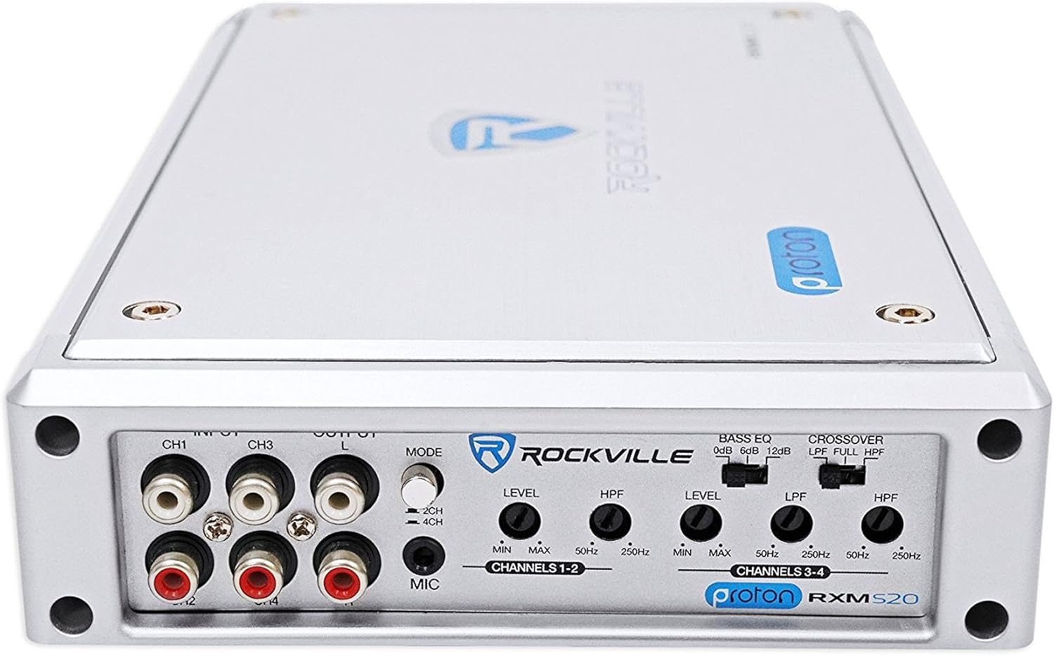 RockvilIe RXM-S20 1600w 4-Channel Amplifier Amp w/PA Mic for RZR/ATV/UTV/Cart
