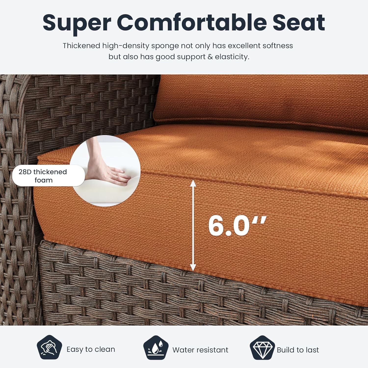 10 Pieces Outdoor Patio Furniture Sets with Rocking Swivel Chairs with 6-inch Thick Cushion and Fire Pit Table for Deck Lawn