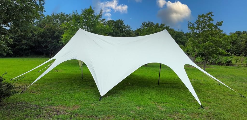 Twin Star Canopy - 50ft x 30ft x 12.5ft / Waterproof/UV-Resistant/White/Glamping Picnic/Beach/Wedding