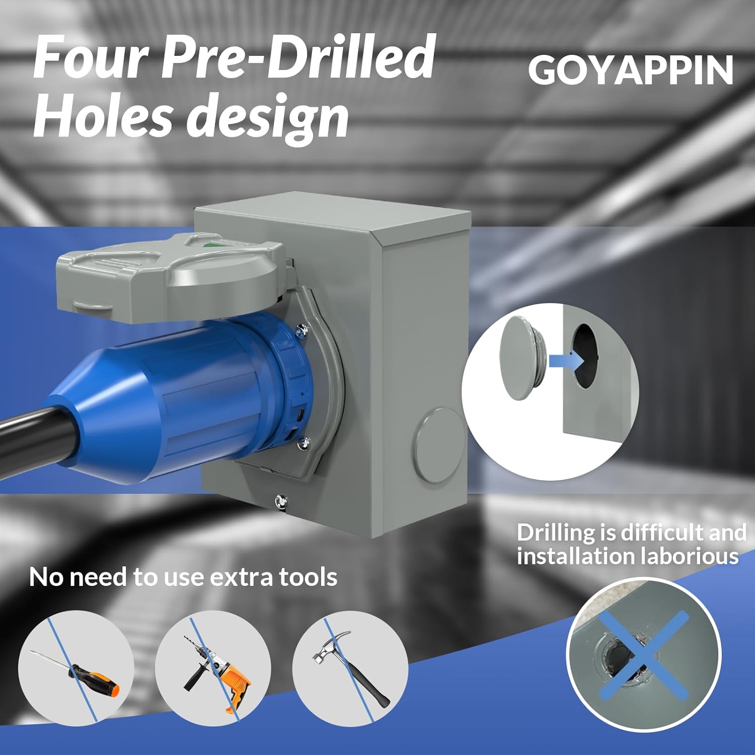 50 Amp Generator Cord and Power Inlet Box (Pre-Drilled) 25 FT, 4 Prong 125V/250V NEMA 14-50P/SS2-50R Twist Lock Generator to House Power Cord, Generator Inlet Box Kit for Emergency Backup Power