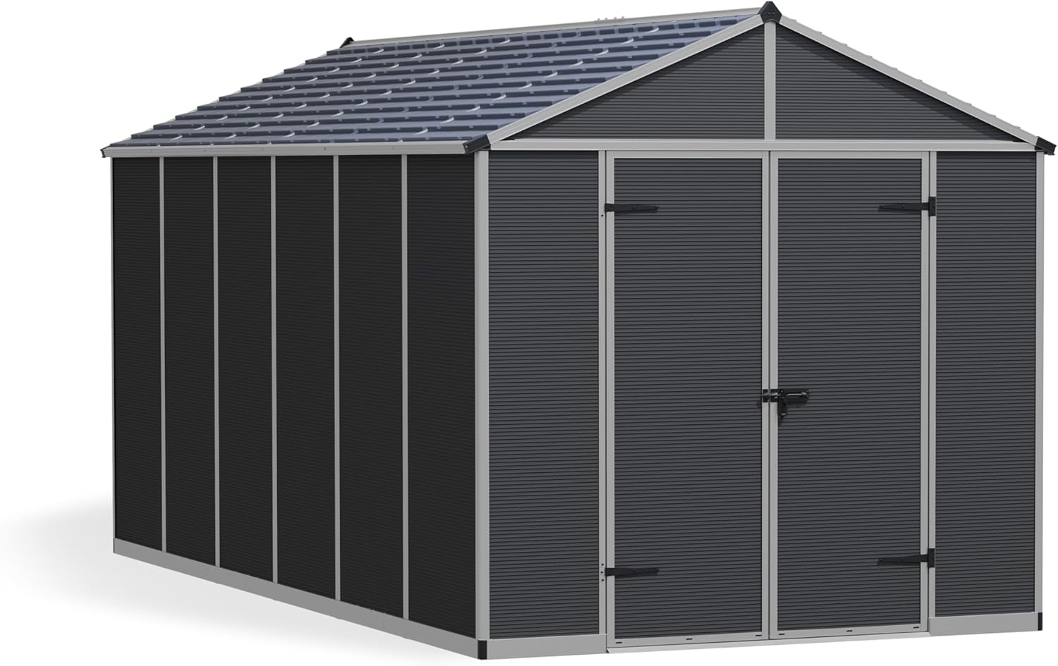 Palram - Canopia Rubicon Storage Shed, 8'x15' DIY Backyard Shed, Gray Polycarbonate Panels and Aluminum Frame, Sheds & Outdoor Storage for Lawn Mower, Bike, Garden Tools, Outdoor Storage Box Shed