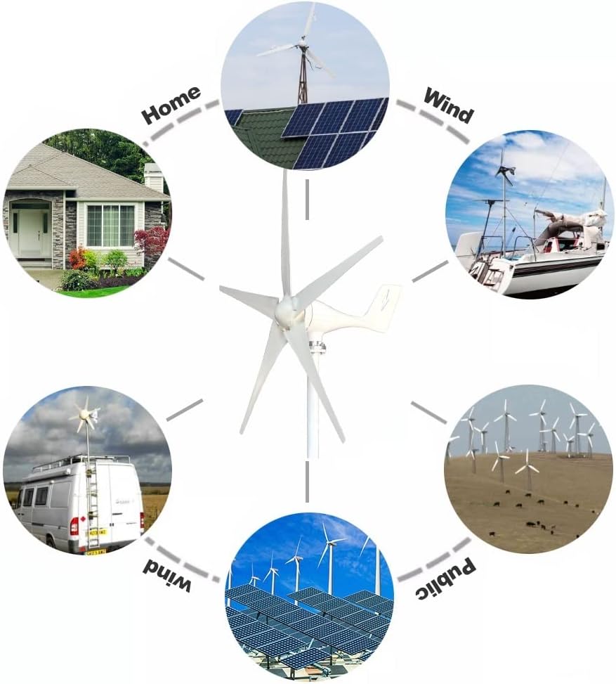 Wind Turbine Generator Kit, 1000W Horizontal Wind Turbine 12V 24V 48V Alternative Generators Free Energy Windmill With MPPT Controller Wind System for Hybrid Solar Wind System(With MPPT controller,48V