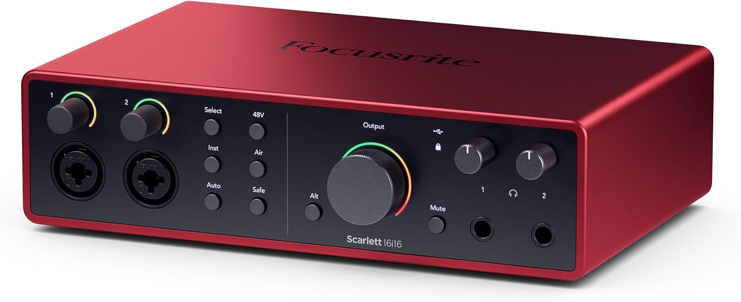 Audiosavings Bundle: Scarlett 16i16 4th Gen 24-bit/192kHz USB Audio Interface Bundle with Rockville RCXFM10P-R Red 10' Female to Male REAN XLR Mic/Speaker Cable (2 Items)