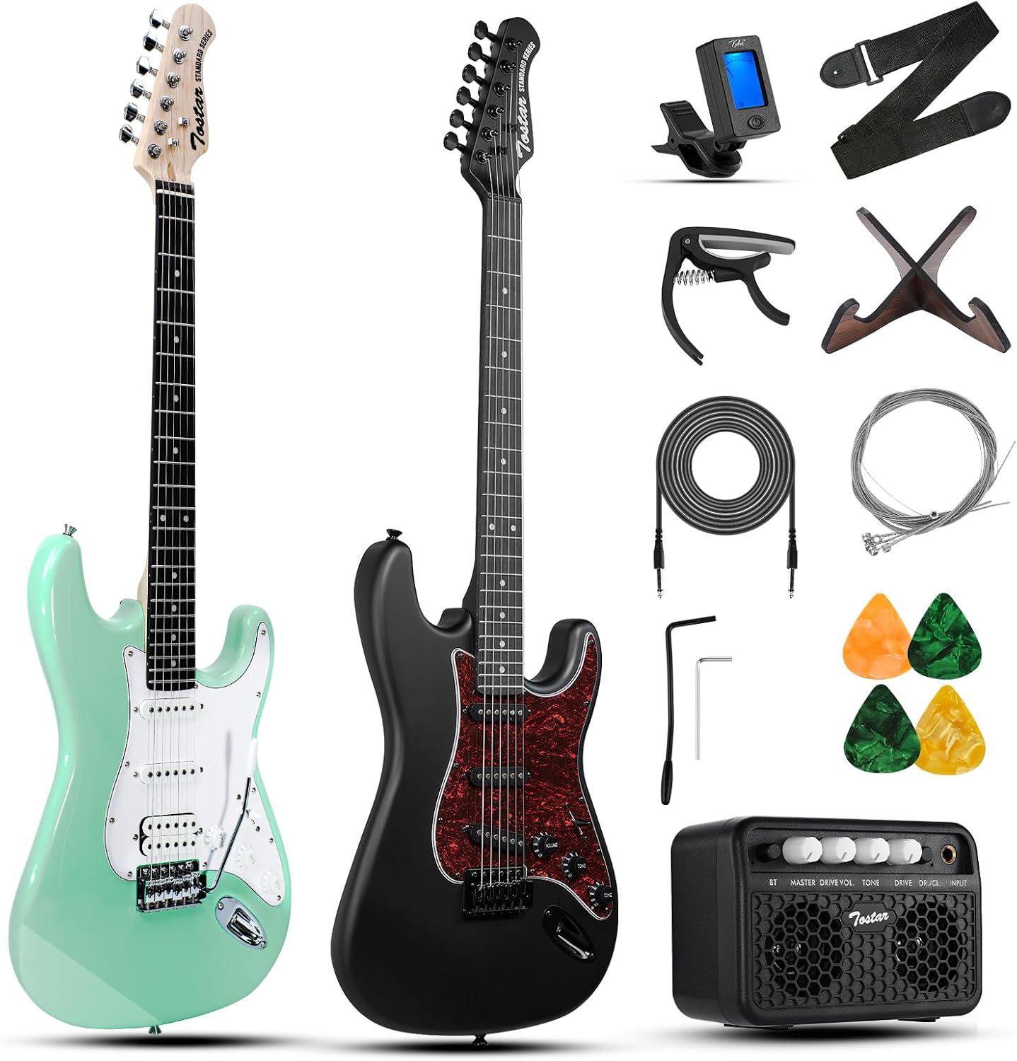 Tostar Electric Guitar Kit Black and Green 39