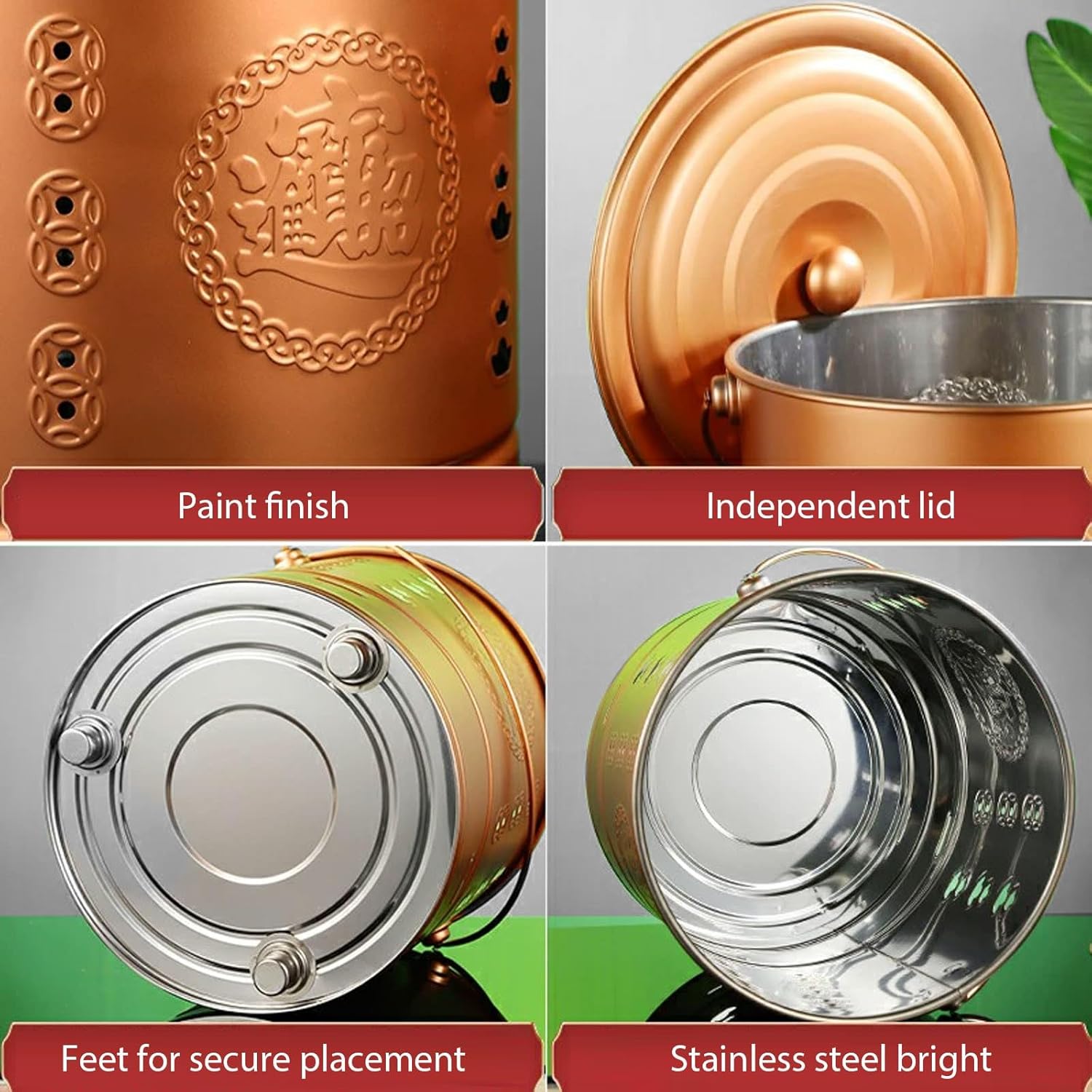 Stainless Steel Paper Burn Bucket, Burn Can for Paper, Incinerator for Garden Leaf Wood Trash Backyard Bonfire