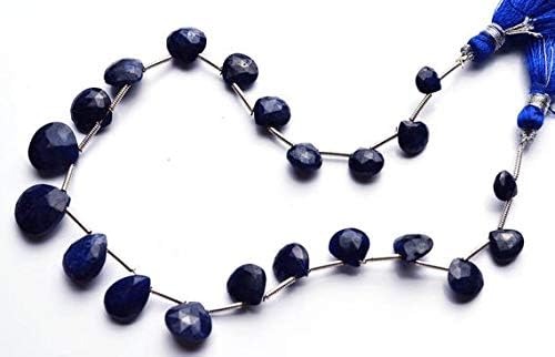 1 strand natural 9.5 inches natural,super rare blue sapphire faceted heart shape beads briolettes 5 to 11 mm