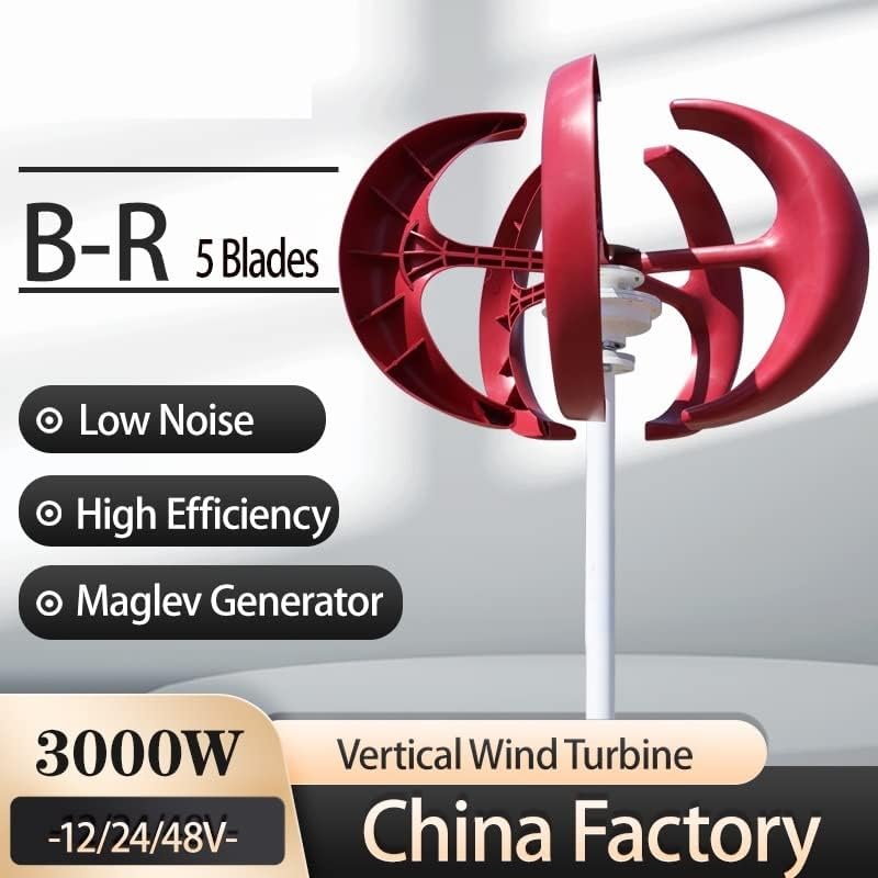 Wind Turbine Generator Kit, 1000W Vertical Wind Turbine 12v 24V Vertical Axis Wind Generator Small Windmill Free Energy With MPPT Charging Controller for Hybrid Solar Wind System(White,MPPT CONTROLLER