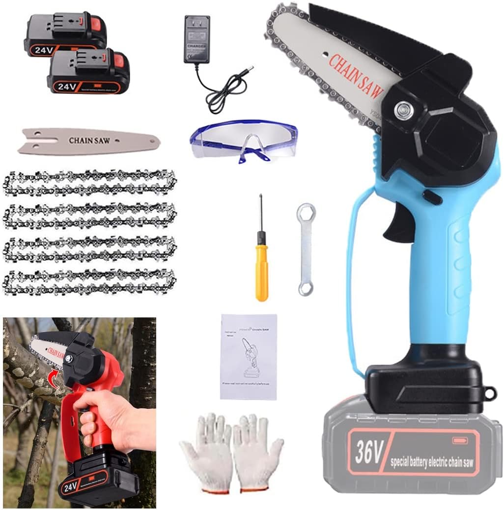 Mini Chainsaw, Cordless Battery Power,4 Inch Electric Battery Powered Chainsaw Small,Portable One-Hand Handheld, 36V Rechargeable Operated for Tree Trimming, Branch and Wood Cutting