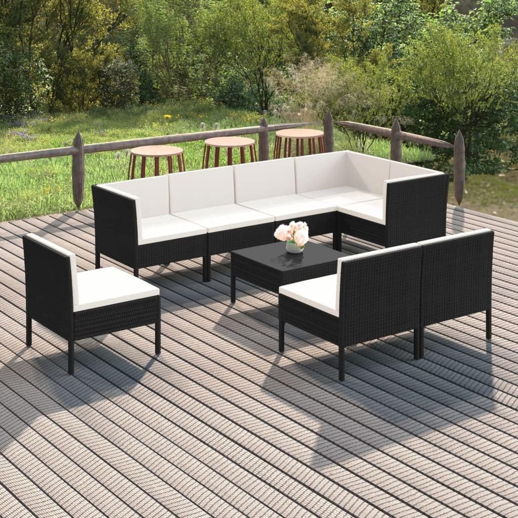 9 Piece Patio Lounge Set with Cushions Poly Rattan Black,Outdoor Lounge Set: Create a Relaxing, in Your Garden or Patio Patio Furniture Sets, Outdoor Furniture Sets