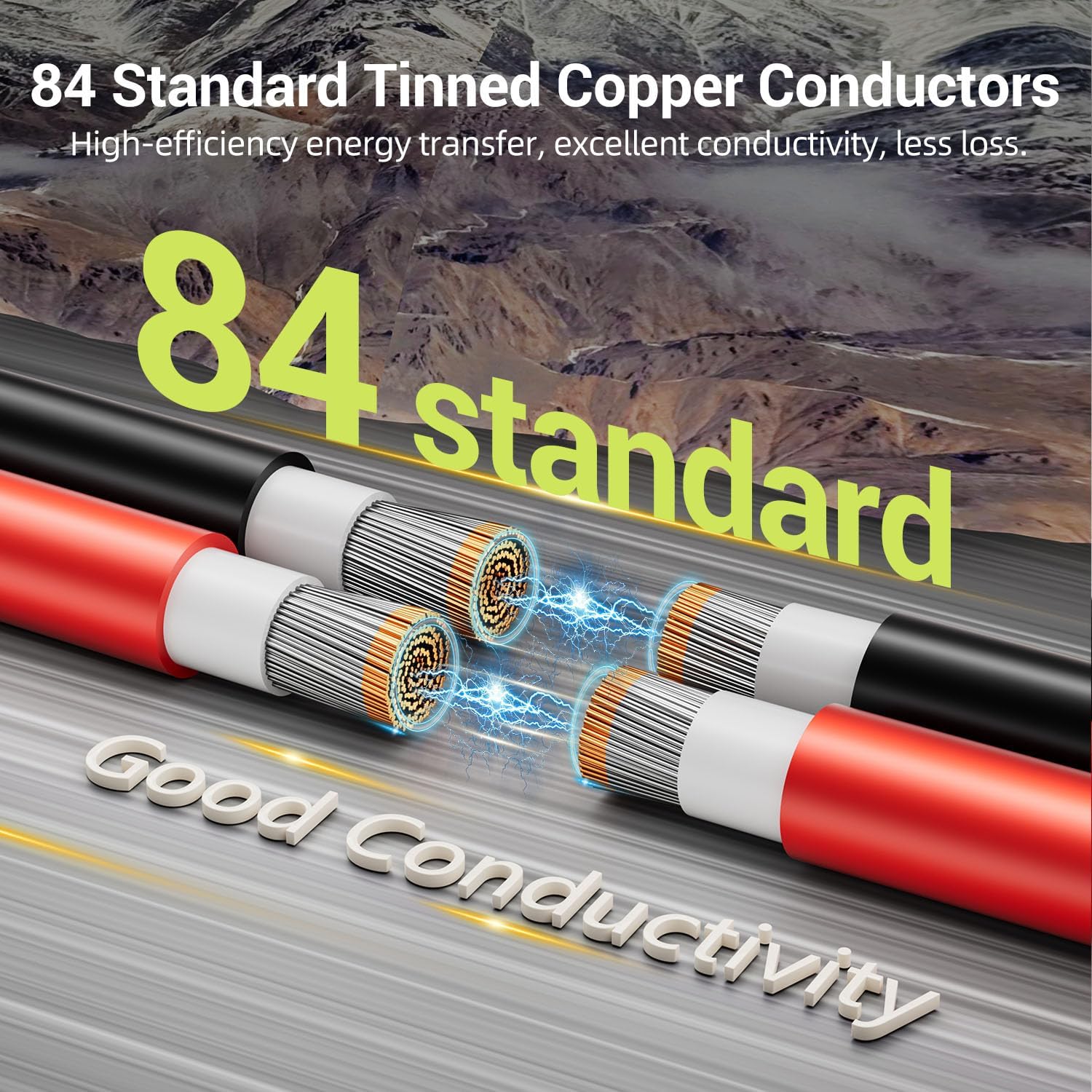 10AWG Solar Panel Wire, 2x100FT 6mm² Solar Extension Cable Red & Black 84 Strands Tinned Copper PV Wire XLPE Insulated Fire & UV Resistant for Outdoor Off-Grid Photovoltaic System RVs Cars Boats