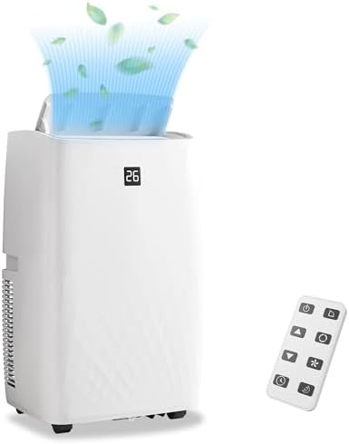 12000 BTUs Portable Air Conditioner Unit - Cools Rooms Up to 750 Sq. Ft., Remote Control, Sleep Mode, 24Hrs Timer, Quiet Operation