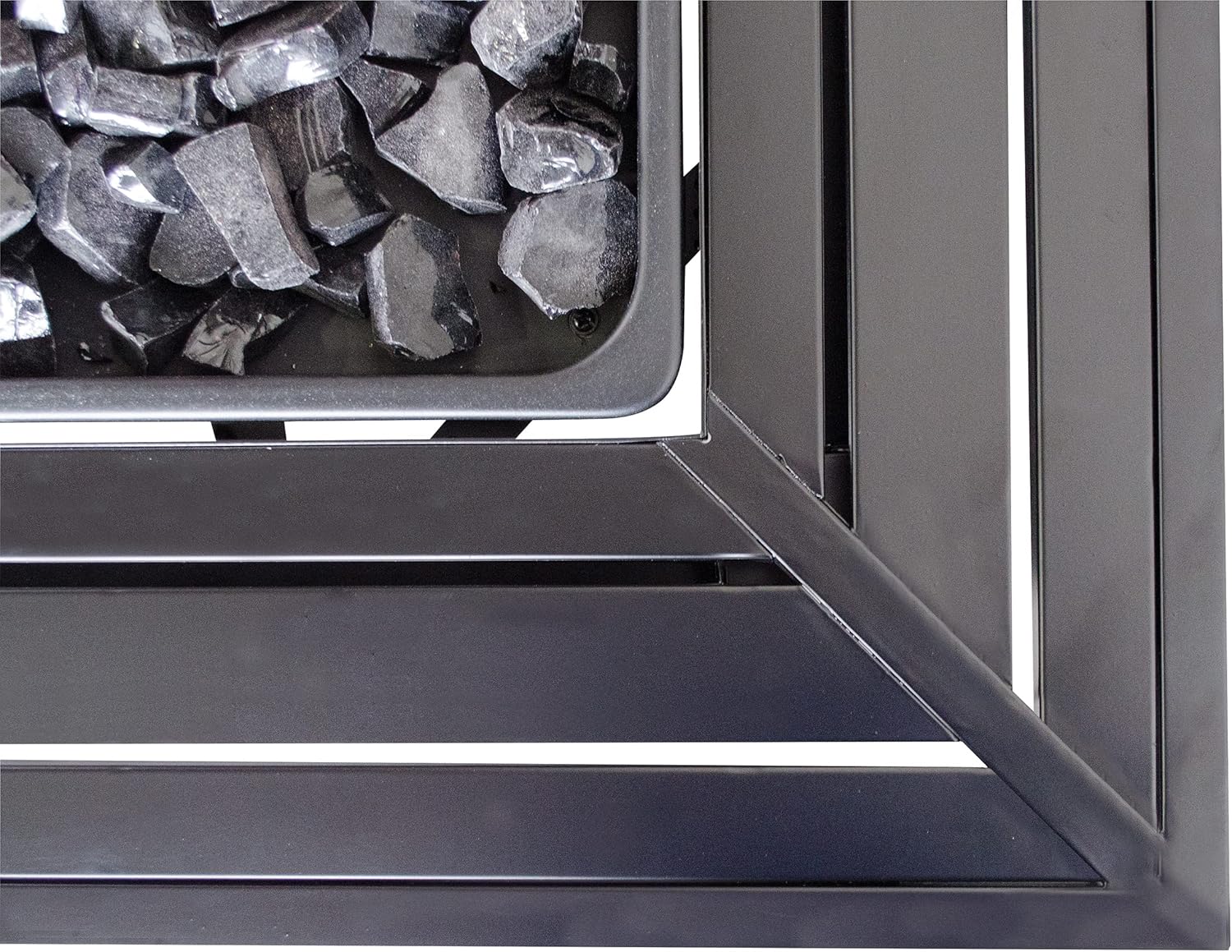 Endless Summer 30 Inch Square 30,000 BTU Propane Gas Outdoor Fire Pit Table with Steel Mantel, Slate Finish, Black Fire Glass, and Protective Cover