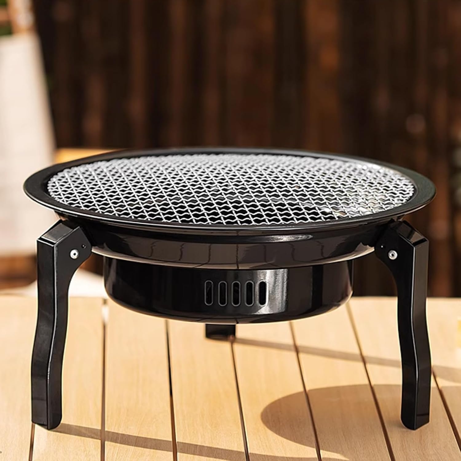 Generic Fire Pit Wood Burning, Charcoal BBQ Grill, Portable Foldable Iron Campfire, Camping Grill with Carry Bag for Outdoor Backyard Cooking, 1-5 People, 12.4*7.5*13.5in, Black