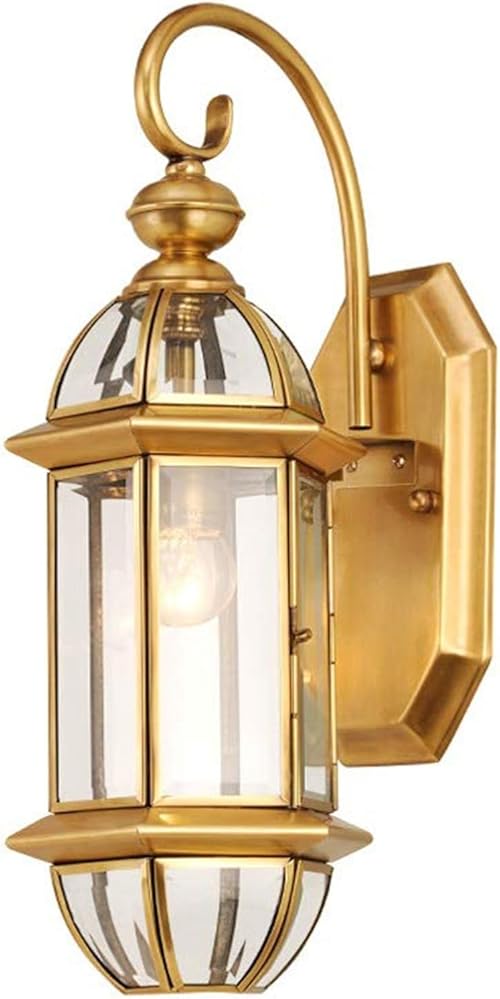 Gold Copper Wall Light Fixture,Outdoor Lighting Wall Lamps, Exterior Light Fixture Anti-Rust Waterproof Wall Sconce, for Garage, Entryway, Hallway, Garden