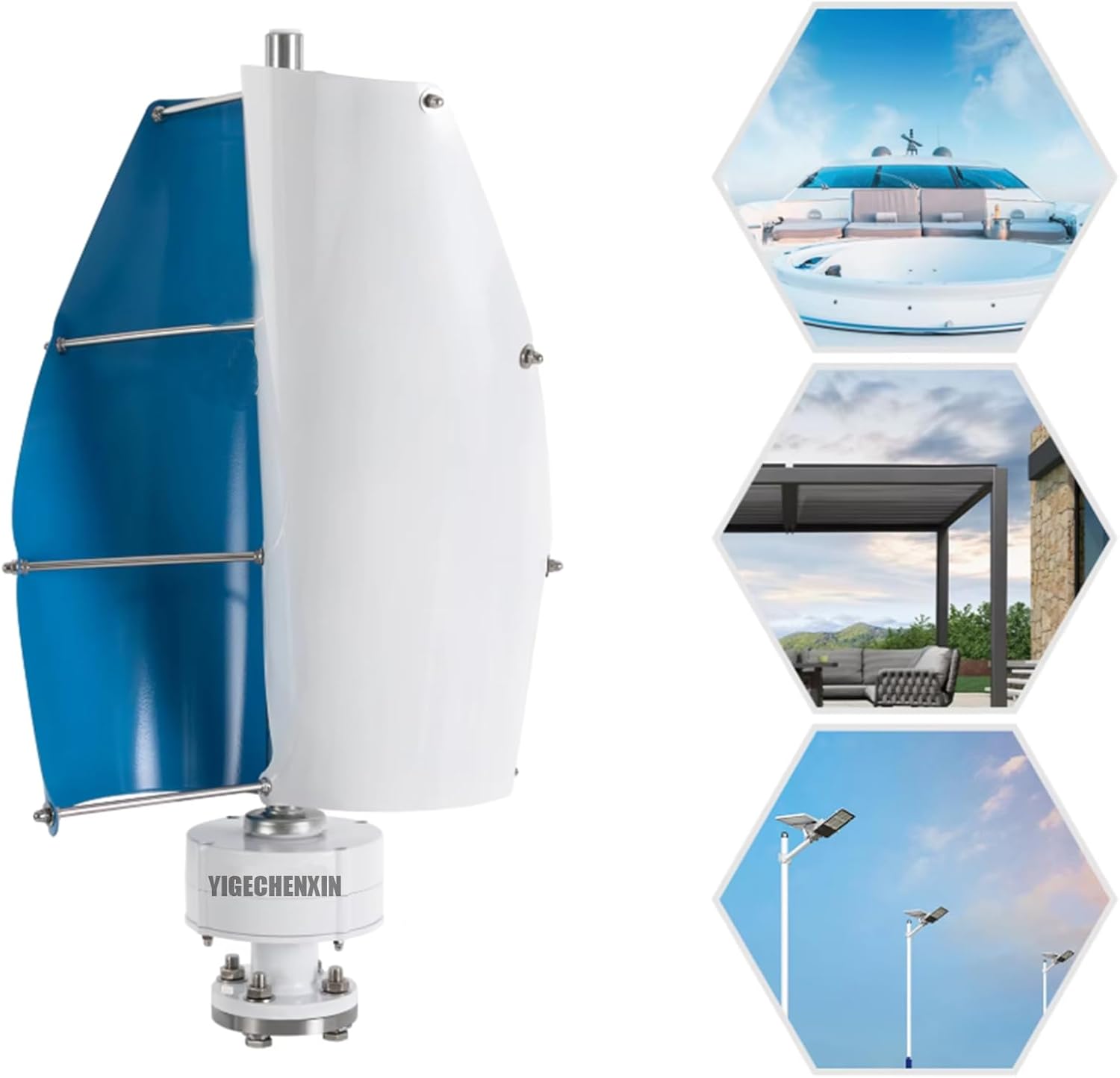 4000W Vertical Axis Wind Turbine, 220V 48V 24V 12V Wind Turbine, 2-Piece Aluminum Alloy Outdoor Emergency Generator with Controller Suitable for Outdoor Courtyard Lighting