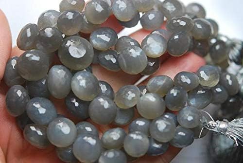 8'' long strand, natural huge size grey moonstone faceted onion briolettes, size 13-8mm