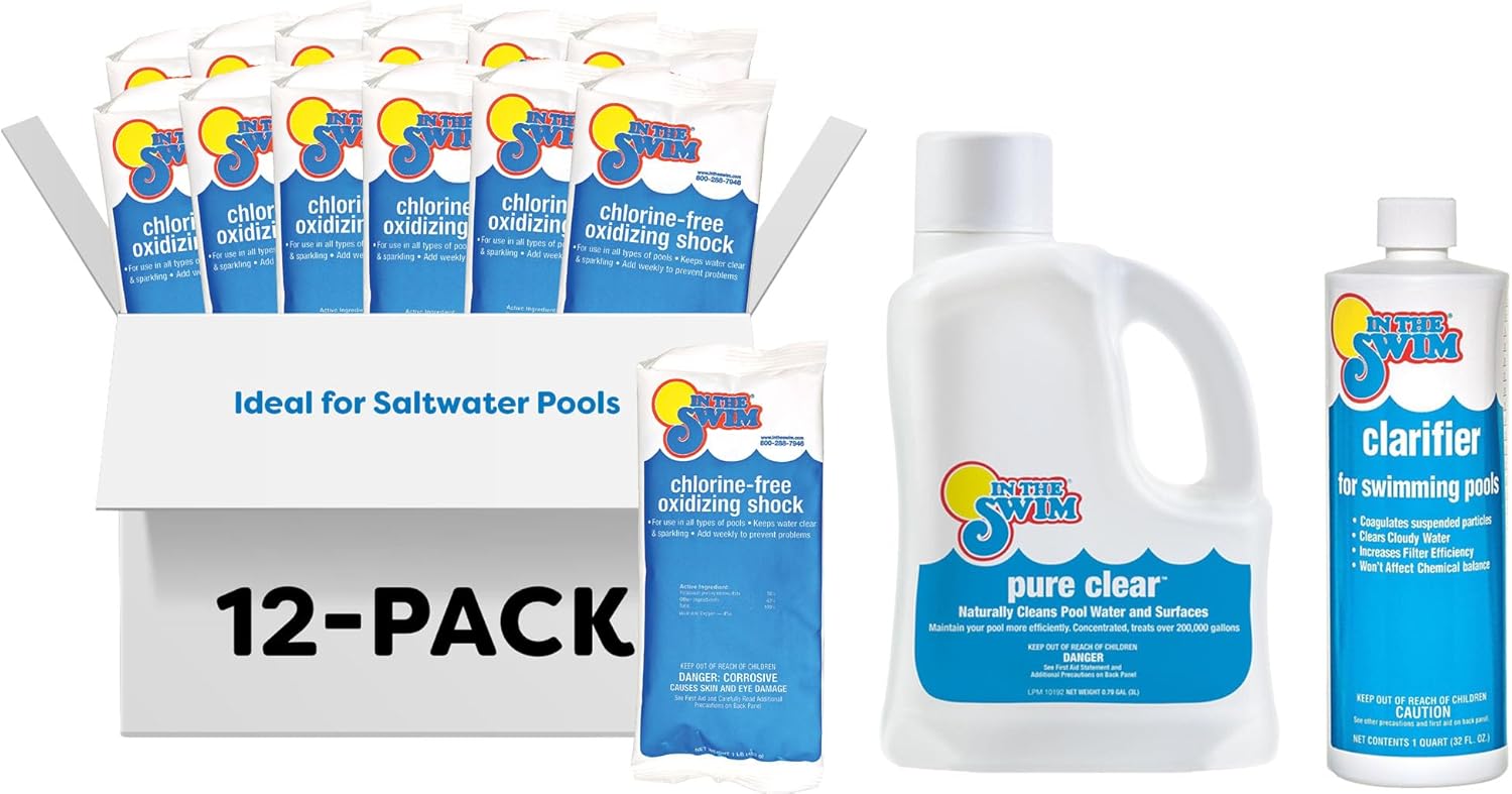 In The Swim High-Usage Pool Maintenance Kit – Chlorine-Free Shock, Pure Clear Enzyme, Water Clarifier - Crystal Clear Pools - Basic