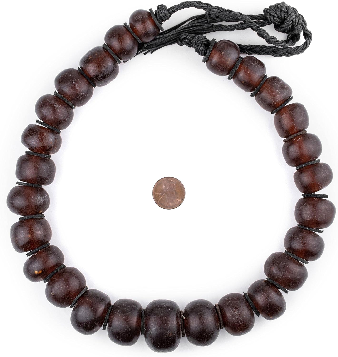 The Bead Chest Translucent Burgundy Amber Resin Beads Graduated 25mm Morocco African Brown Round Large Hole 22 Inch Strand Handmade