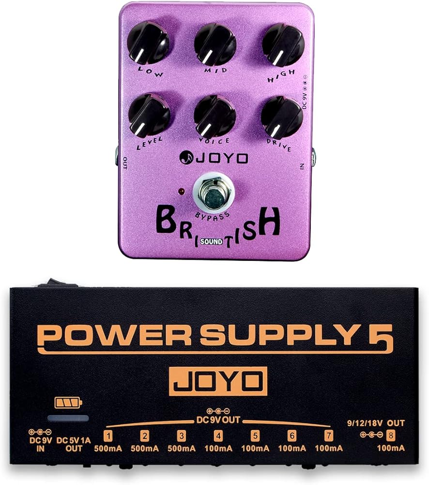 JOYO JF-16 British Sound Amp Simulator Pedal Bundle with JP-05 Pedal Power Supply Built-in Rechargeable Battery