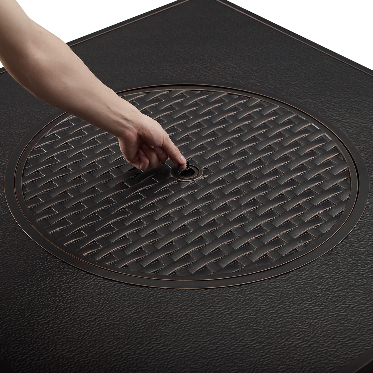 Square LPG/NG Gas Fire Pit Table 55K BTU w/Burner Lid, Cover, Fire Glass #65156