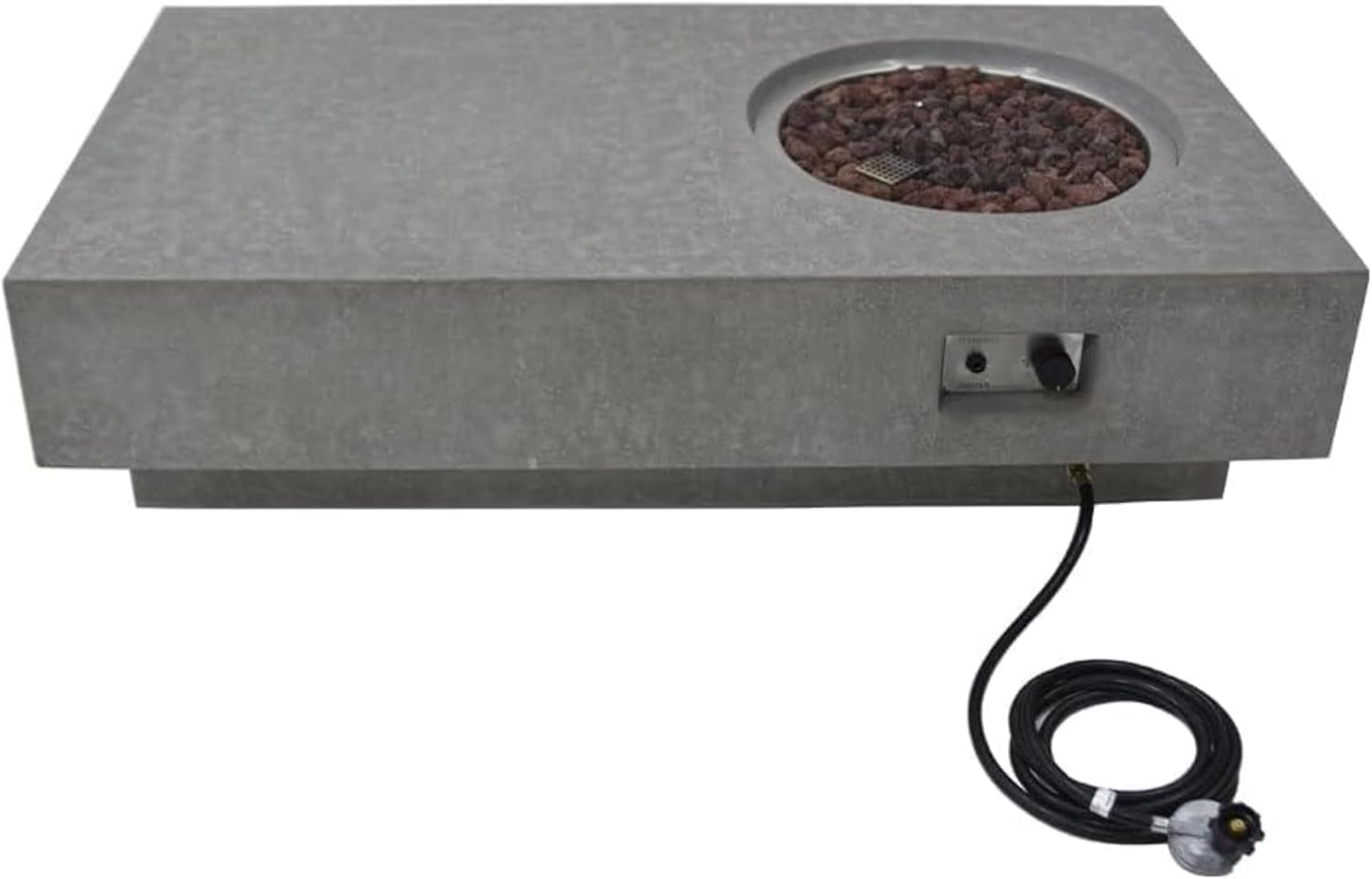Metropolis Fire Table Light Grey Natural Gas Fire Pit Modern Outdoor Concrete Fire Table with Lava Rocks & Weather-Resistant Finish Elegant Patio Heating