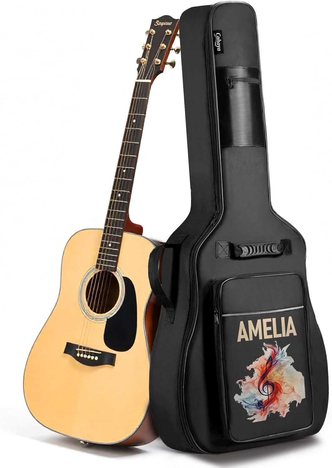 Personalized Guitar Gig Bag with Custom Name or Logo, Soft Guitar Case for Acoustic Guitar – 43.5in Water Resistant Padded Bag with Shoulder Straps, Pockets, and Shockproof Bottom, Personalized Gift