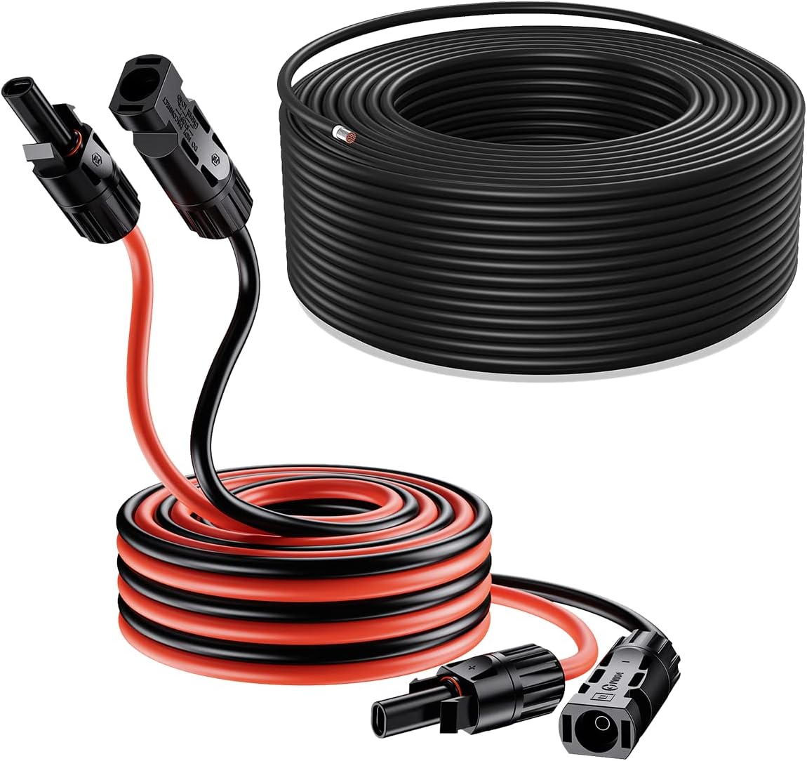 Bateria Power Solar Panel Cable 10AWG (6mm²), Solar Extension Wire with Male and Female Connectors Solar Panel Adaptor for RV Solar Panels