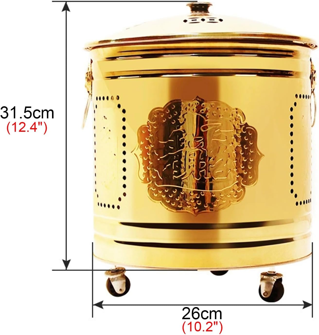 Stainless Steel Incinerator Household with Wheels Stainless Steel Outdoor Burning Barrel Easy to Move Outdoor Fire Pit for Cleanup of Backyard Burning Leaves(Silver,31.5 * 26 cm)