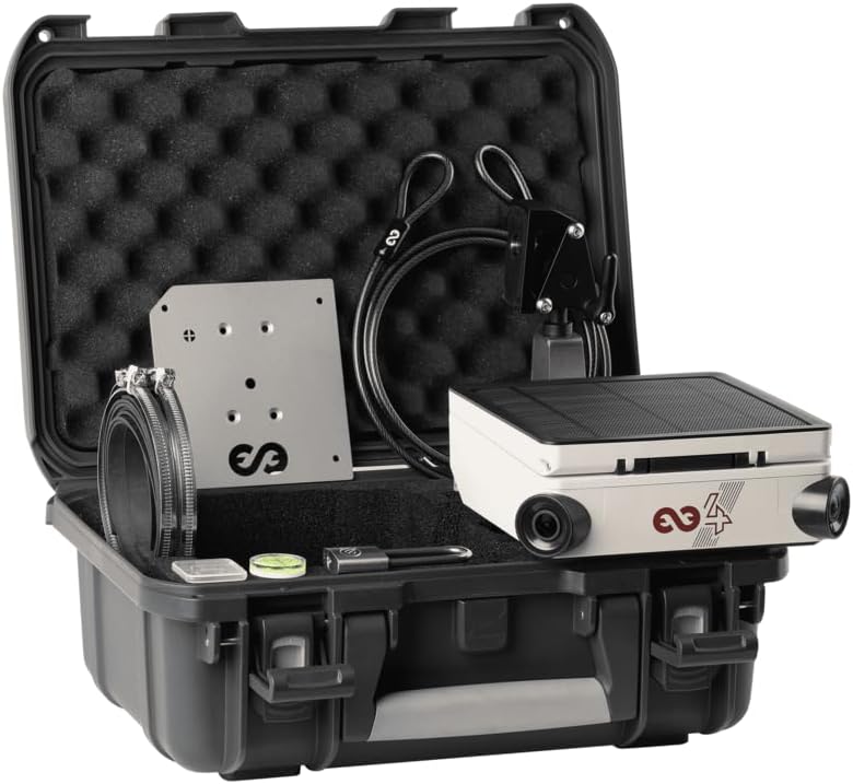 Enlaps Pack Tikee 4 with Hard case - 12MP 6K Autonomous Timelapse Camera and Accessories, 220° Panoramic Angle, Solar Panel, 4G/LTE WiFi, Remote Monitoring, Weatherproof IP66, Ideal for Construction