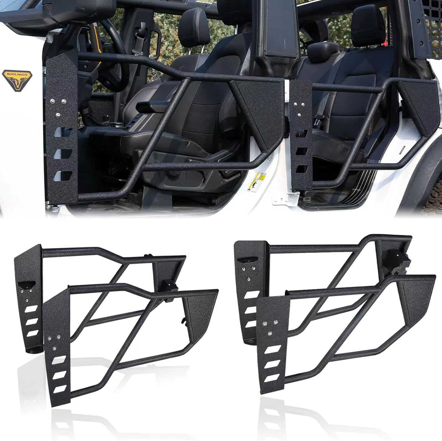 JROAD Bronco tube doors for Ford Bronco 2021 2022 2023 4 Door Accessories(Excluding Sport)，For Ford Bronco Off-Road Tubular Doors 4PCS