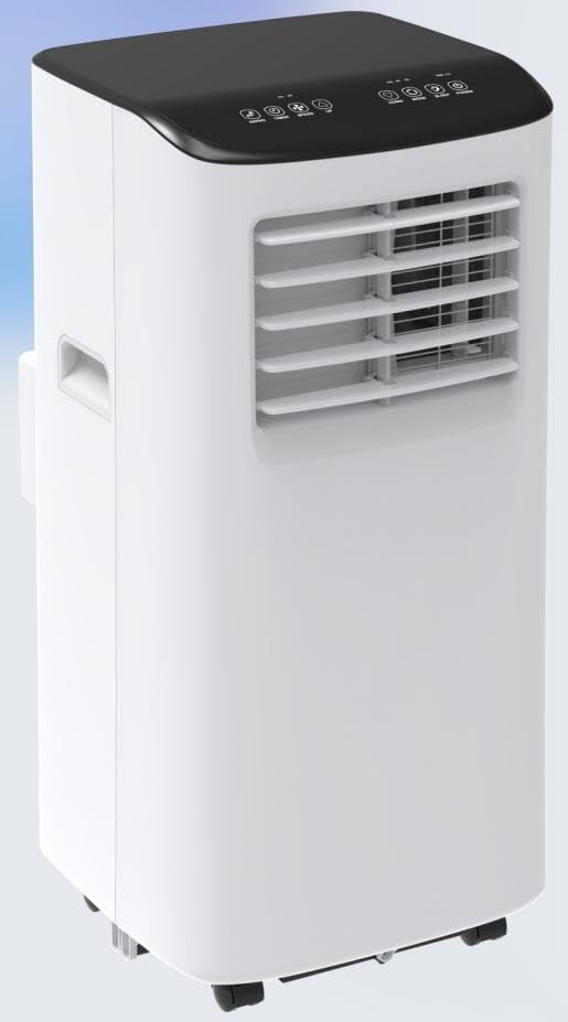 8,000 BTU Portable Air Conditioner - 3-In-1 Cooling, Dehumidifier & Fan for 350 Sq.Ft, No-Drain Design, 24H Timer, Ultra Quiet for Home Office, Black top