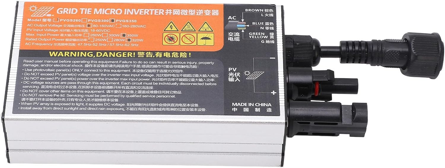 1860V Inverter Solar PV Micro Grid Tie Inverter Grid Tie Micro Inverter Home Use Solar Inverter (PVGS-350W(18-60V) 110V)