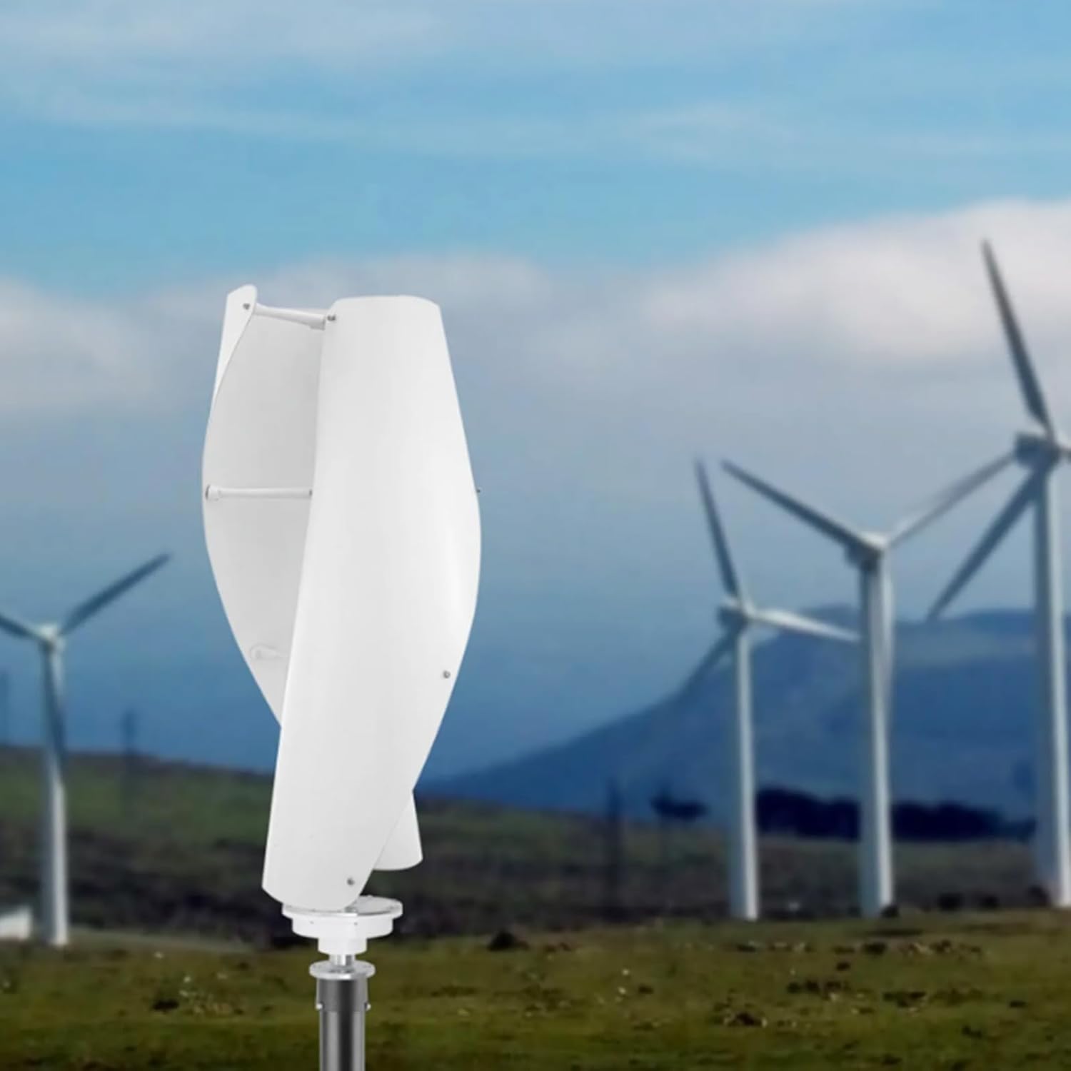 1200W Vertical Spiral Wind Turbine Windmill Kit,12V 24V 48V Generator Noiseless 2 Blades with Controller Suitable for Courtyard and Outdoor Use (White)