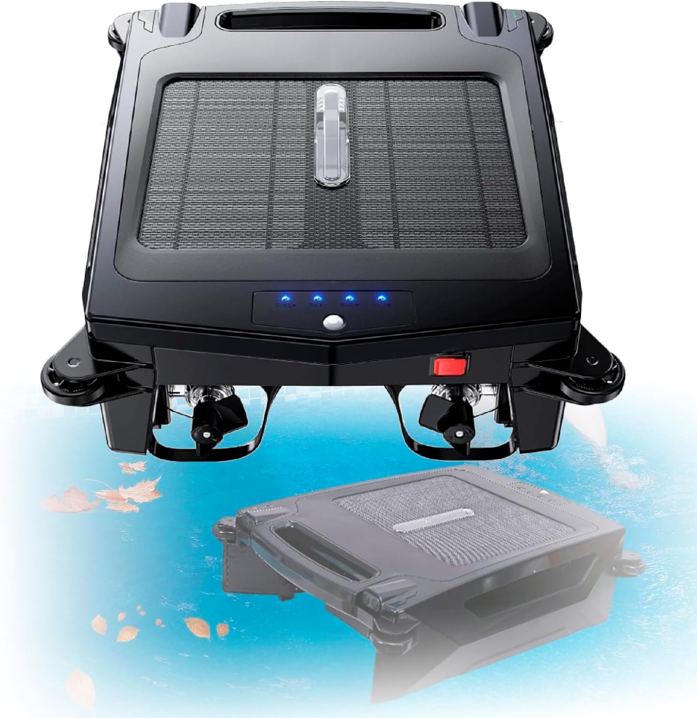 Automatic Cordless Solar Powered Robot Cleaner, Robotic Solar Pool Skimmer Cleaner, Smart Obstacle Avoidance, for All Swimming Pool Sur-face
