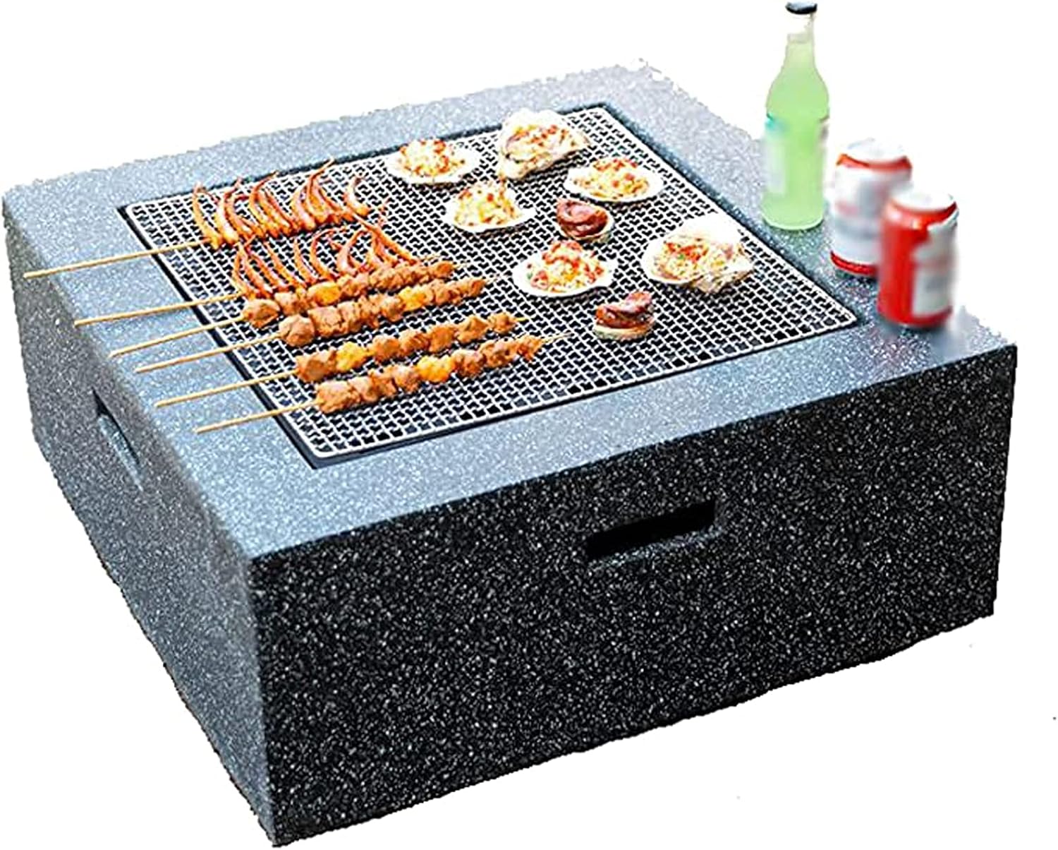 Firepit Bowl Outdoor Fire Pit Table Concrete Round and Wood Burning Fire Pit 3 in 1 Fireplace for B