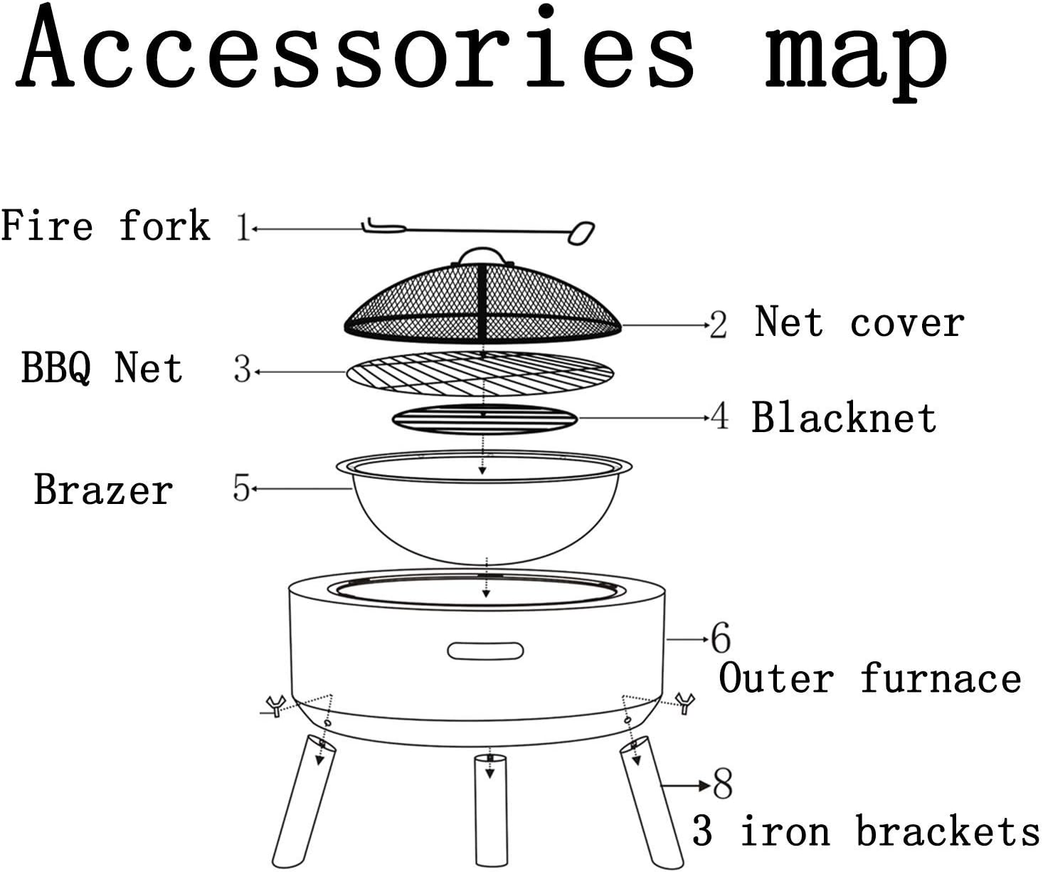 Wood Burning Fire Pits for Garden Barbecue Fire Pit Table Top Fire Pit Outdoor Backyard Patio Garden Fireplace with Grill Grate for Logs Concrete Style 3 in 1 Fireplace for Bonfire Heating BBQ