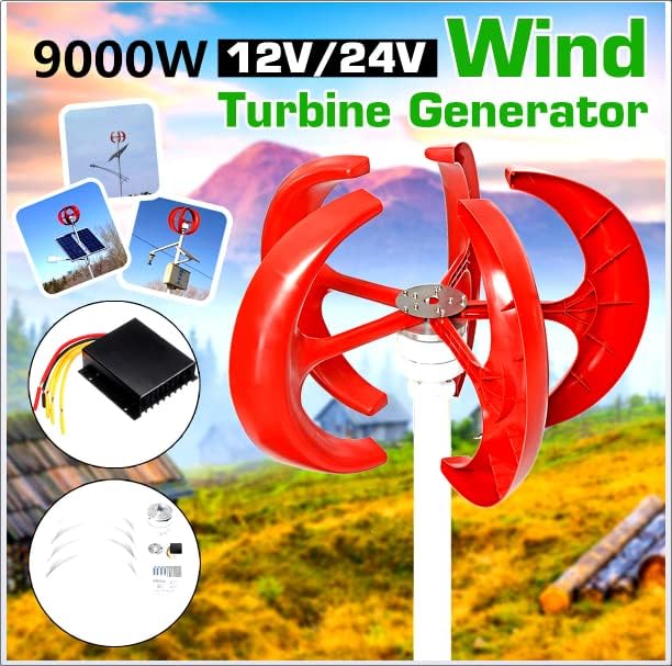 9000W Vertical Axi Wind Turbines Generator Lantern 12V 24V 5 Blades Motor Kit for Home Hybrids Streetlight Electromagnetic
