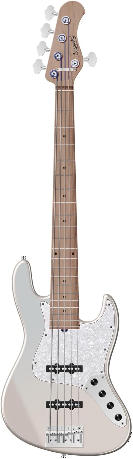 Sadowsky MetroExpress Vintage JJ 5-string Bass Guitar - Solid Champagne Metallic, Maple Fingerboard