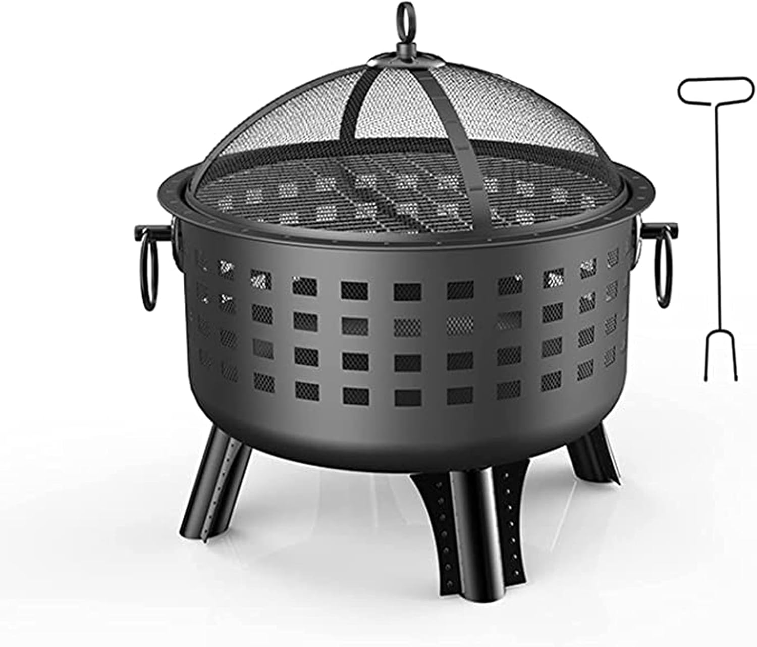 Fire Pit Firebowl Fire Pit Outdoor Heaters Backyard Patio Garden Fireplace with Grill Grate 2 in 1 Fireplace