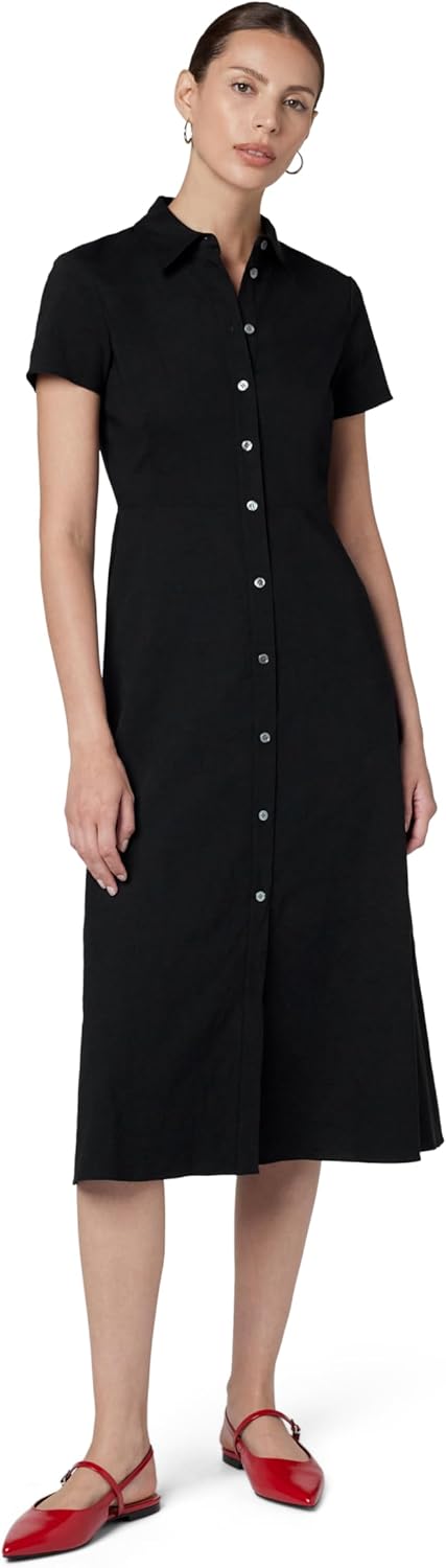 Theory Womens Short Sleeve Midi Buttondown Dress