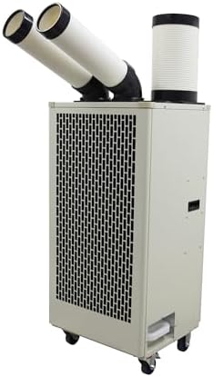 15400BTU/H Industrial Spot Cooler Air Conditioner Industrial Air Conditioner with 2.1Gal Water Tank Portable Mobile Spot Cooler Double Ducts 2.1KW 220V Beige