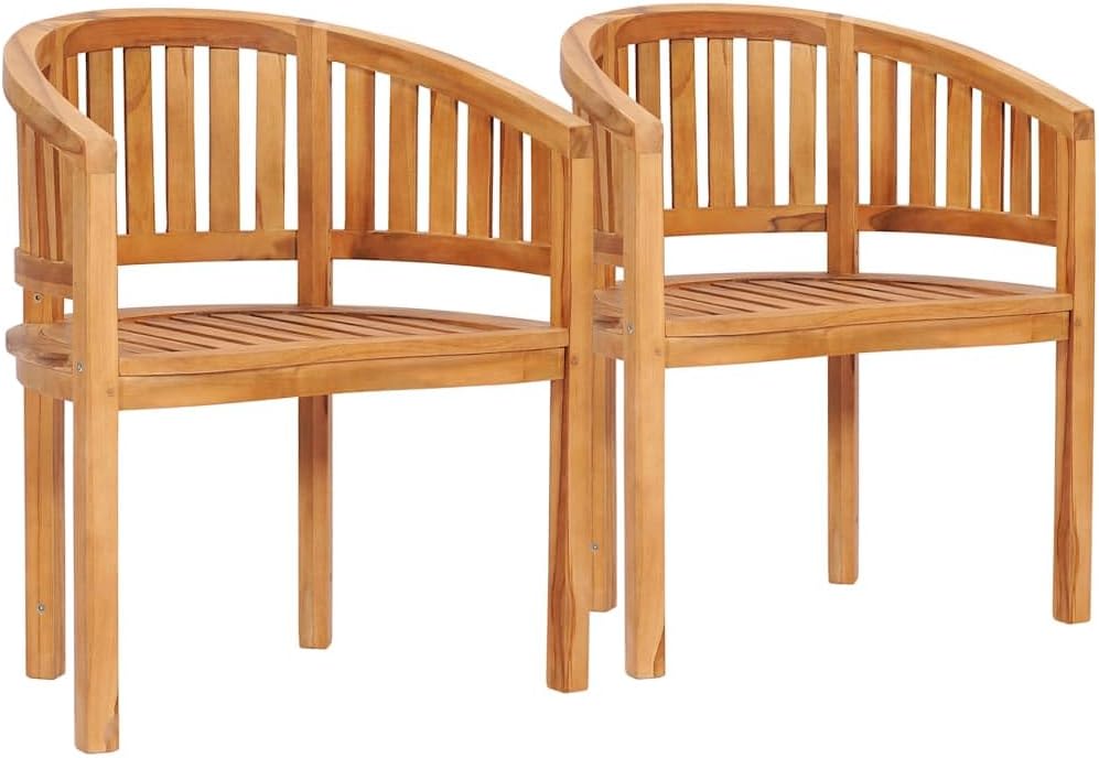 Patio Chair Banana Chairs 2 pcs Solid Teak Wood