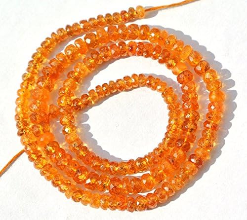 13 inch natural beads strand of 3.5-4.5mm faceted rondelle spessartine garnet gemstone beads for DIY jewelry - necklace, bracelet, earring, ring.