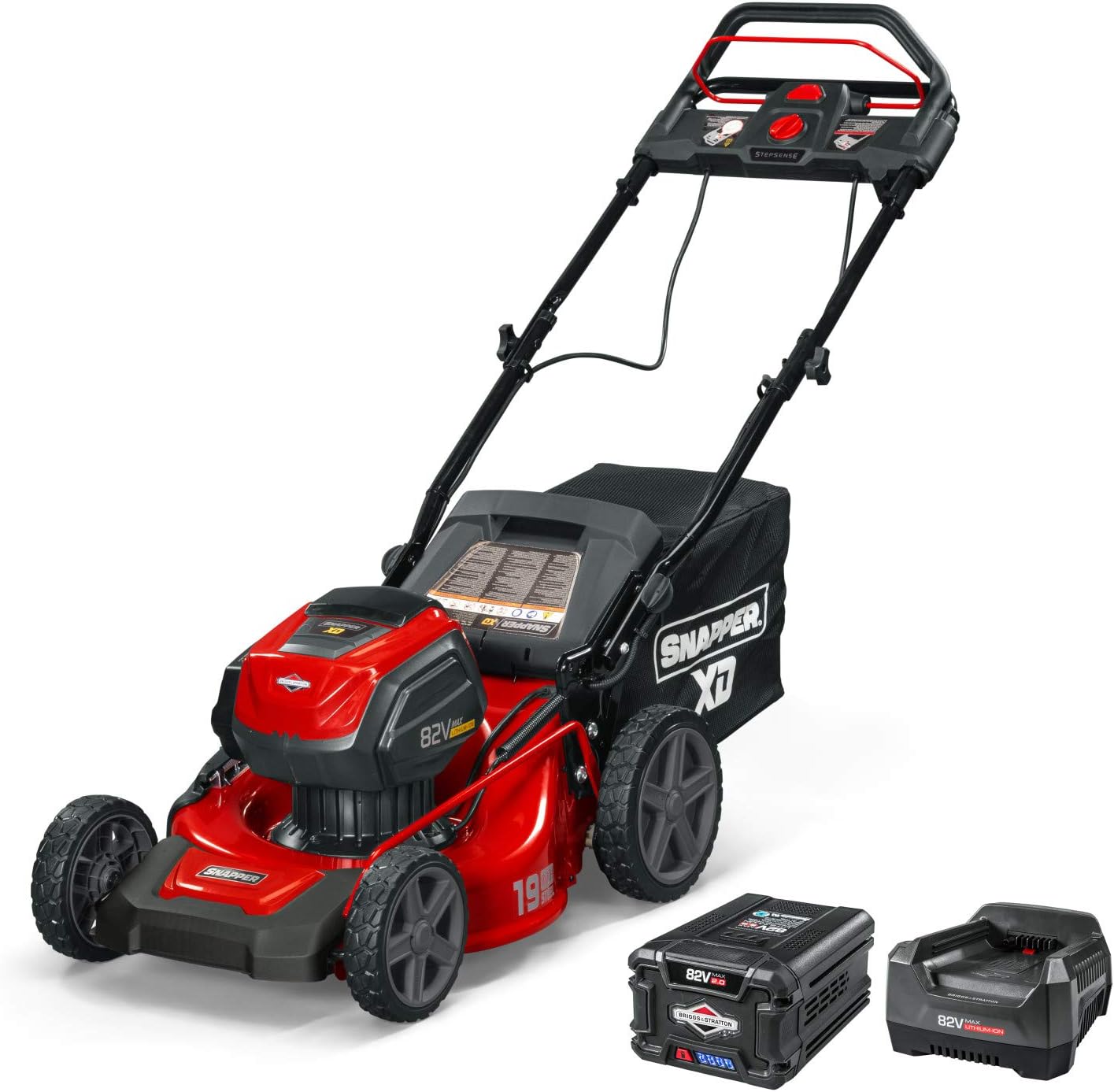 Snapper XD 82V MAX Step Sense Cordless Electric 19-Inch Lawn Mower Kit with (2) 2.0 Batteries and (1) Rapid Charger