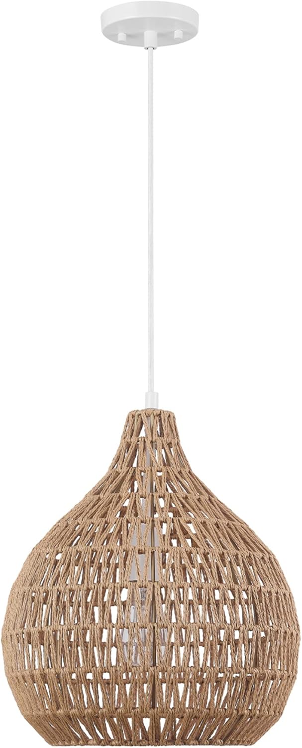 GLOBE Electric 65703 Tika 1-Light Pendant Lighting, Natural Blonde, Twine Shade