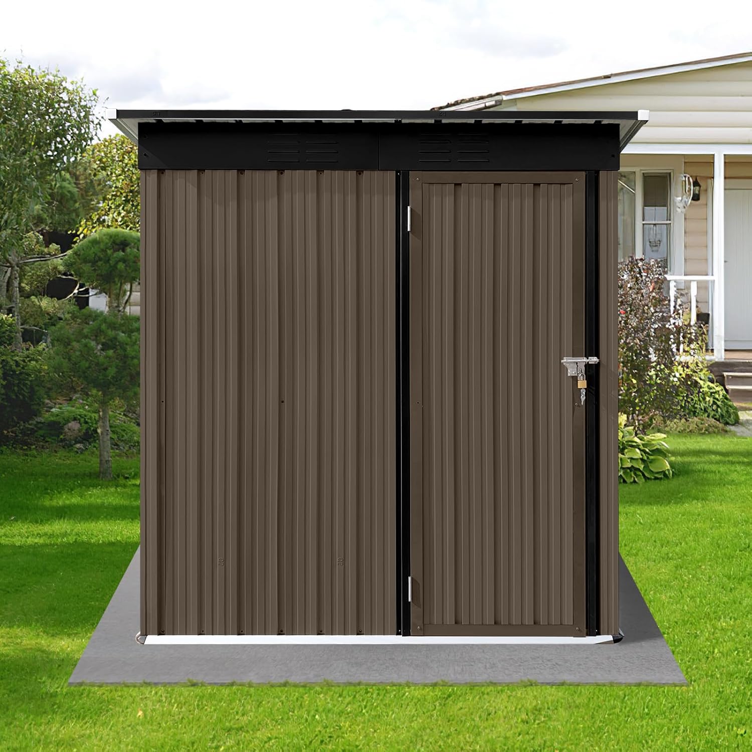 5ft x 4ft Outdoor Storage Shed Waterproof Metal Garden Tool Bike Sheds Kit Lean-to Backyard Storage Building Cabinet House,a