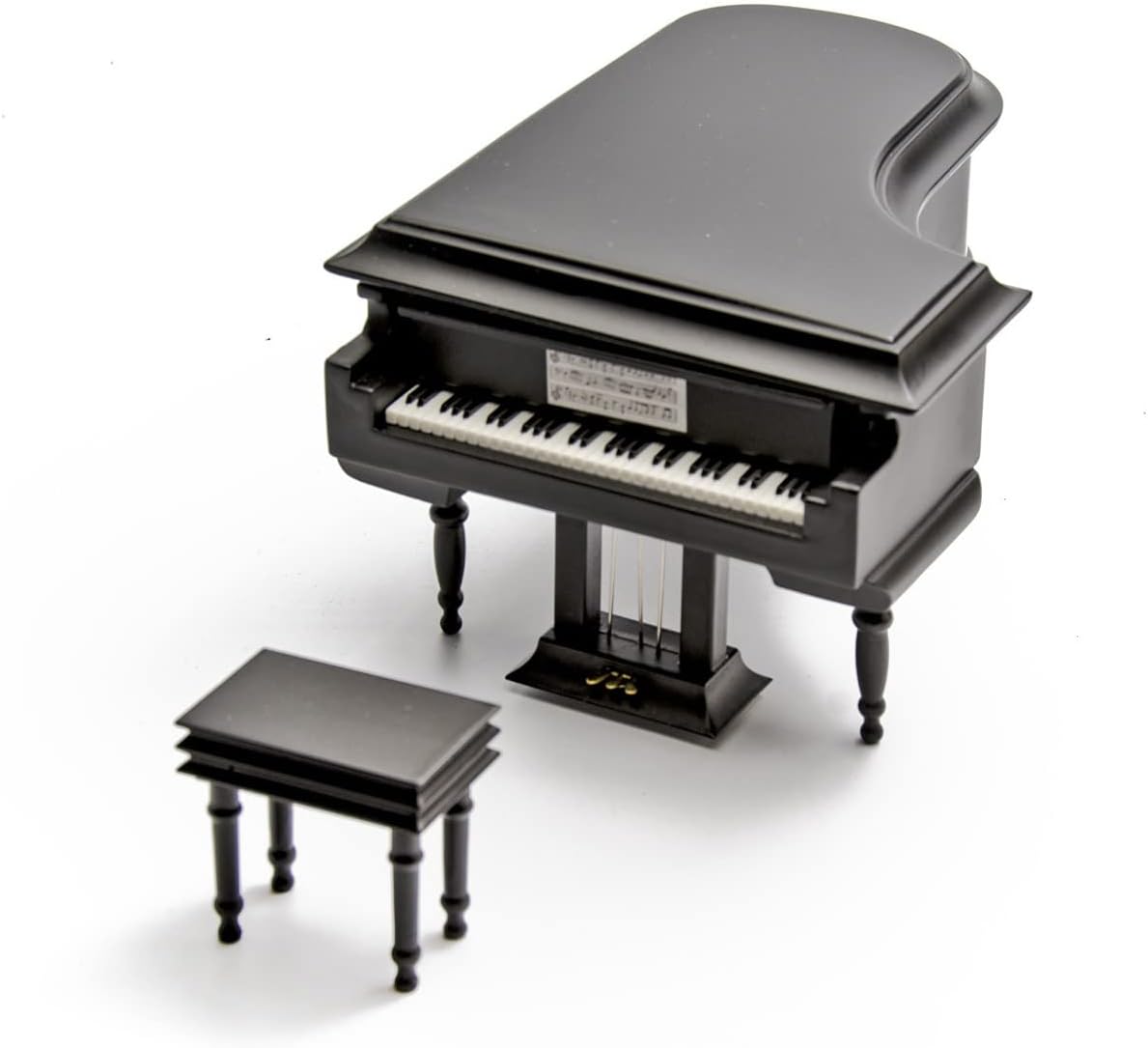 Sophisticated 30 Note Miniature Musical Matte Black Grand Piano with Bench - Come Back to Sorrento