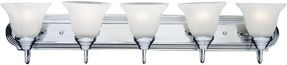 Maxim Essentials 801X 5 Light Vanity Light with Polished Chrome Finish and Marble Glass